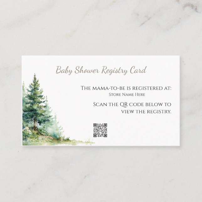 Woodland Baby Shower • Registry Card Visitkort (Framsida)