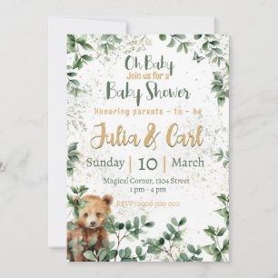 Woodland Baby Shower-serien 02 Inbjudningar