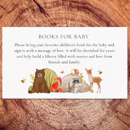 Woodland Baby Shower Watercolor Bok för Baby Tilläggskort