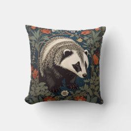 Woodland Badger William Morris Inspired Kudde