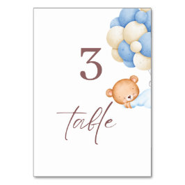 Woodland Bear Balloons Boy 1st Birthday Bordsnummer