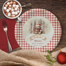 Woodland Bear Barly Wait Helgdag Boy Baby Shower