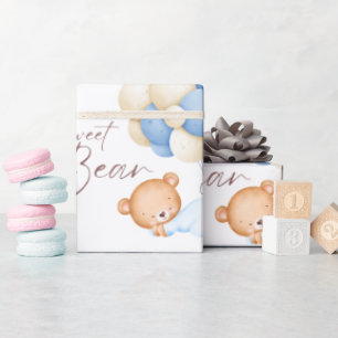 Woodland Bear Boy 1st Birthday Party Pastel Presentpapper