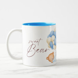 Woodland Bear Boy 1st Birthday Party Pastel Två-Tonad Mugg