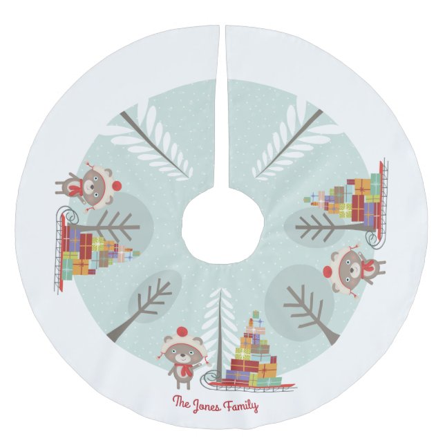 Woodland Bear-jul Julgransmatta Borstad Polyester (Framsidan)