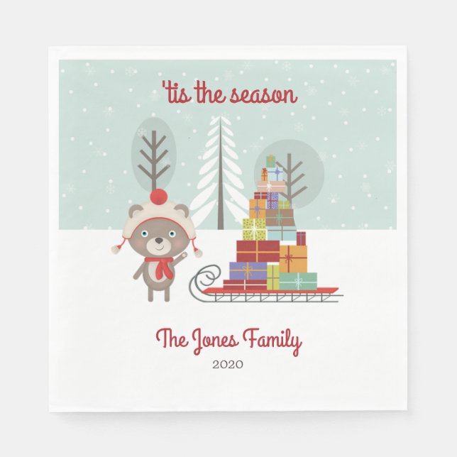 Woodland Bear-jul Pappersservett (Framsidan)