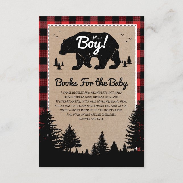 Woodland Bear Lumberjack Bokar för Baby Bibliotek Tilläggskort (Framsida)