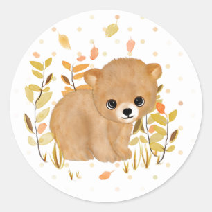 Woodland Bear Unge Stickers Runt Klistermärke