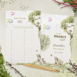 Woodland Bearly Wait Baby Shower ABC Game