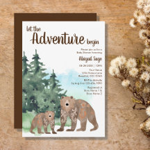 Woodland Bears Äventyr Neutralt Baby Shower
