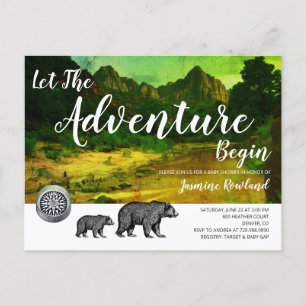Woodland Bears Rustic Wilderness Baby Shower Inbjudan Vykort