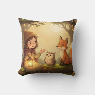 Woodland Bedtime Story Nursery Throw Pillow Kudde