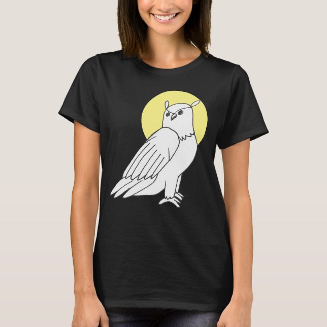 Woodland Bird Illustration Uggla T Shirt (Framsida)