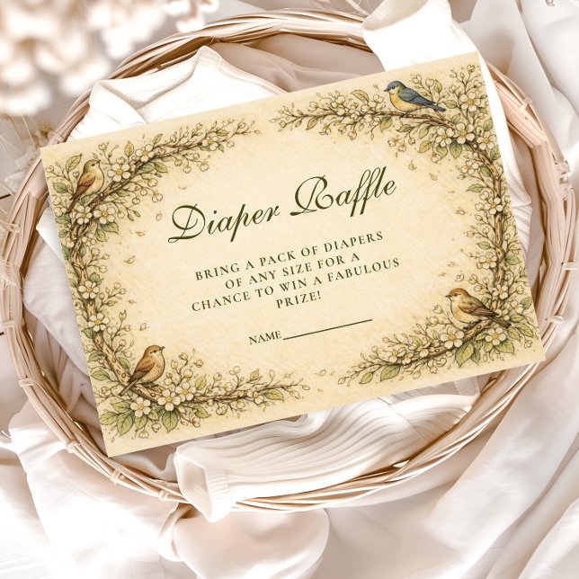 Woodland Birds Storybook Diapper Raffle Tilläggskort (Skapare uppladdad)