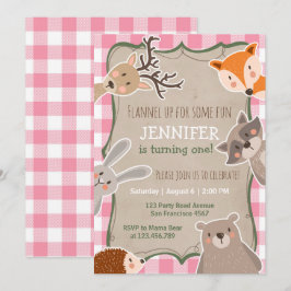Woodland Birthday-inbjudan till Lumberjack Girl Ro Inbjudningar