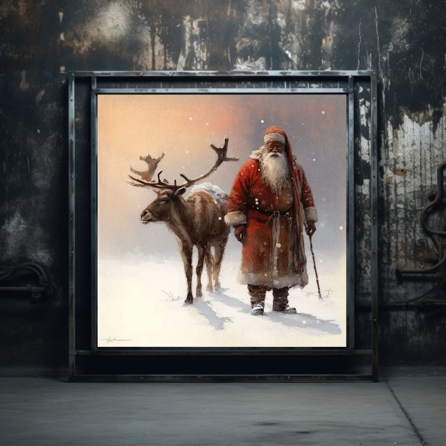 Woodland Black Santa & Reindeer i Quiet Solitude Poster (Skapare uppladdad)