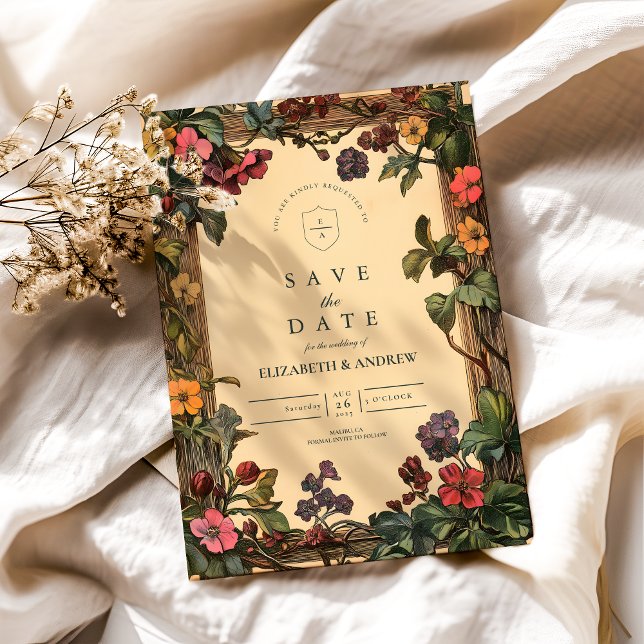 Woodland Blommigt Art nouveau Bröllop Spara Datumet (Skapare uppladdad)