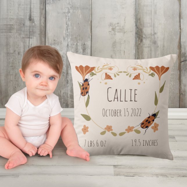 Woodland Blommigt Ladybug Nursery Baby Birth Kudde (Skapare uppladdad)
