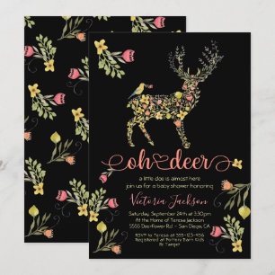 Woodland Blommigt Oh Hjort Baby Shower-inbjudan Inbjudningar