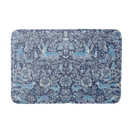 Woodland Blue Animal Fox Uggla Rabbit William Morr Badrumsmatta