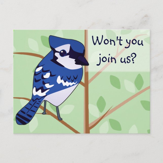 Woodland Blue Jay-inbjudan POSTCARD Inbjudan Vykort (Framsida)