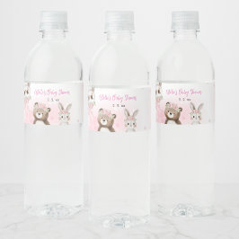 Woodland Blush Baby Shower Water Bottle Label Vattenflaska Etikett