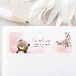 Woodland Blush Return Address Label for Baby Girl Returadress Etikett