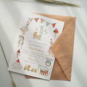 Woodland Boho Baby Mushroom Första födelsedag Inbjudningar