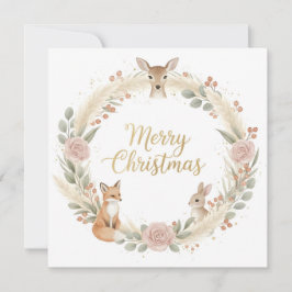 Woodland Boho Christmas Greeting Card Julkort