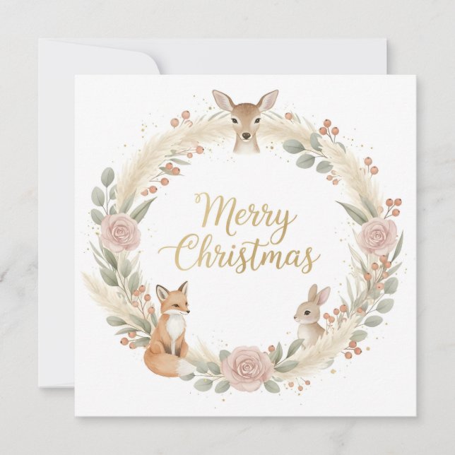 Woodland Boho Christmas Greeting Card Julkort (Framsida)