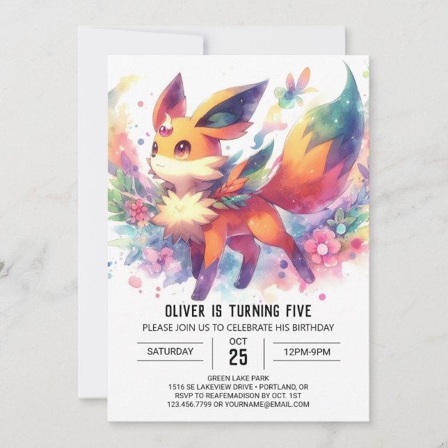 Woodland Boho Fox Birthday Inbjudningar (Framsida)