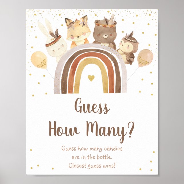 Woodland Boho Rainbow gissar hur många spel som Po Poster (Framsidan)