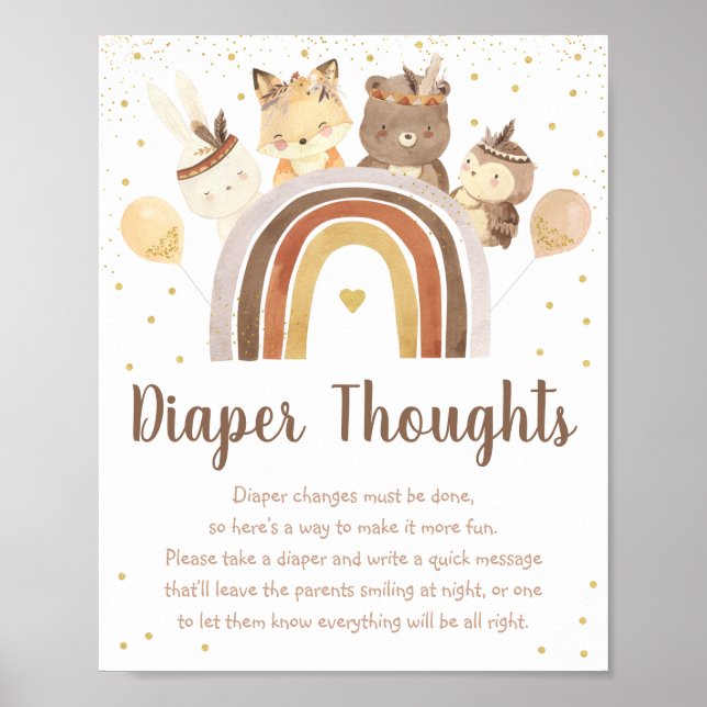 Woodland Boho Rainbow Guld Baby Diaper Thouaper Th Poster (Framsidan)