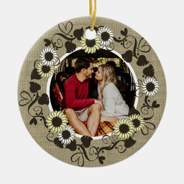 Woodland BOHO Solrosfoto Julgransprydnad Keramik (Framsidan)