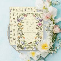 Woodland Boho Vintage Botanical Wildblomma Bröllop
