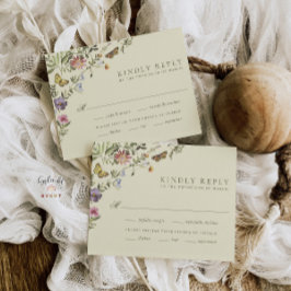 Woodland Boho Vintage Botanical Wildblomma Bröllop OSA Kort
