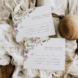 Woodland Boho Vintage Botanical Wildblomma Bröllop OSA Kort