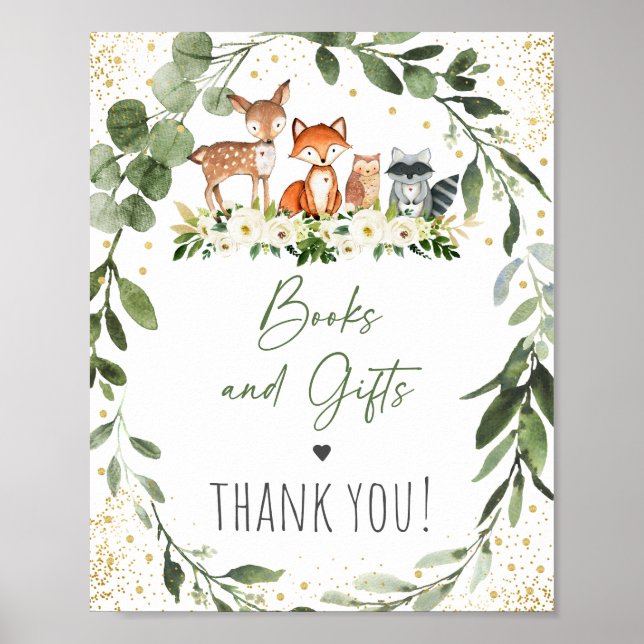 Woodland Bokar & Gifts Baby Shower-skylt Poster (Framsidan)