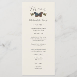 Woodland Botanical Gender Neutral Baby Shower Menu Meny