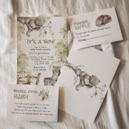 Woodland Boy Vild Forest Bear Animal Baby Shower Inbjudningar