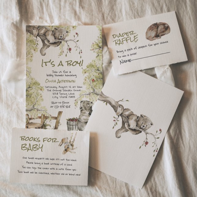 Woodland Boy Vild Forest Bear Animal Baby Shower Inbjudningar (Skapare uppladdad)