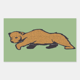 Woodland Brown Grizzly Bear Rektangulärt Klistermärke