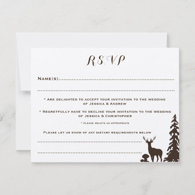 Woodland Brown Kraft Customized Bröllop OSA Card Inbjudningar (Framsida)
