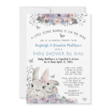 Woodland Bunnies Blommigt Blue Baby Shower by Mail