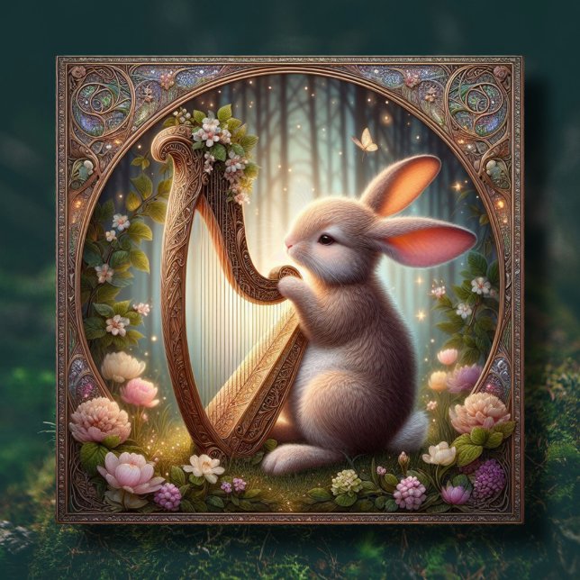 Woodland Bunny Art nouveau Ram Påsk Julkort (Skapare uppladdad)