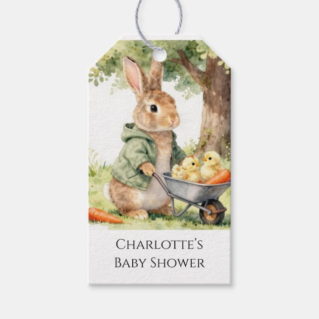 Woodland Bunny Baby Shower Thank You Presentetikett (Framsidan)