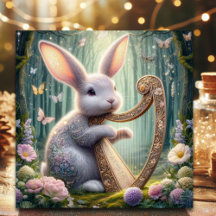 Woodland Bunny Blommigt Art nouveau Påsk
