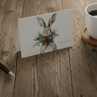Woodland Bunny Christmas Thank You Card Tack Kort