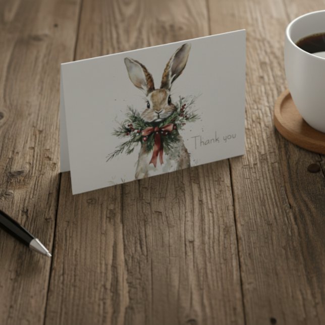 Woodland Bunny Christmas Thank You Card Tack Kort (Skapare uppladdad)