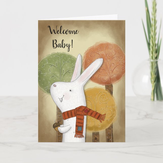 Woodland Bunny med Acorn Kort (Framsida)